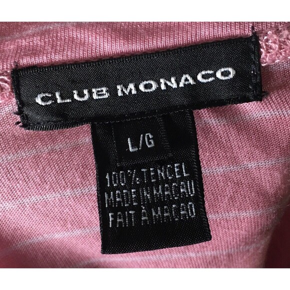 Club Monaco Top Women's Size Large Pink Stripes Long Sleeve V-Neck Tencel - Picture 5 of 5